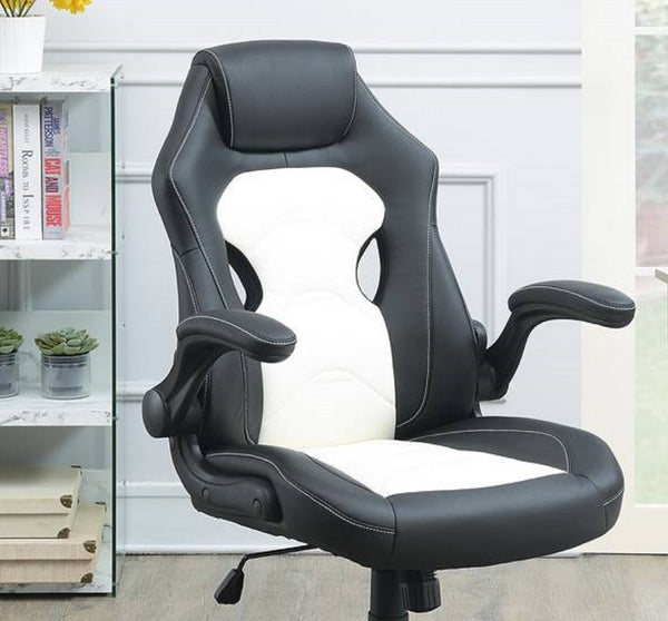 English Elm Office Gaming Chair with Breathable Back, Ergonomic Armrests and Adjustable Height for Comfort Black White 12.6 L x 29.1 W x 23.5 H HS00F1690-ID-AHD