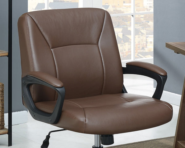 English Elm Relax Cushioned Office Chair with Plush Upholstered Seat and Back, Adjustable Height for Comfort Brown 10 L x 23 W x 21 H HS00F1681-ID-AHD