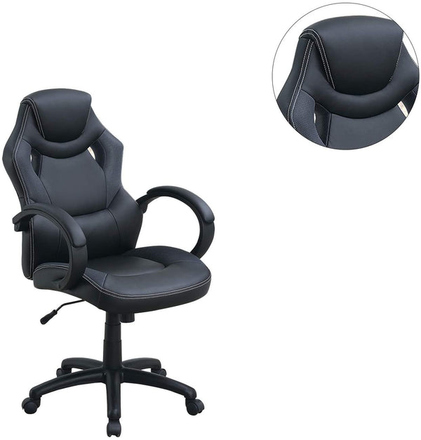 English Elm Office Chair - Ergonomic Cushioned Comfort Design For Gaming And Work, Adjustable Height, Black Fabric HS00F1688-ID-AHD
