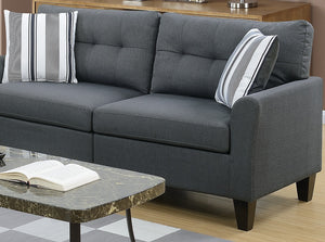 English Elm Living 2-Piece Sofa and Loveseat Set with Glossy Polyfiber, Solid Pine Frame, Accent Pillows, Contemporary Style Charcoal grey 27 L x 30 W x 35 H HS00F6533-ID-AHD