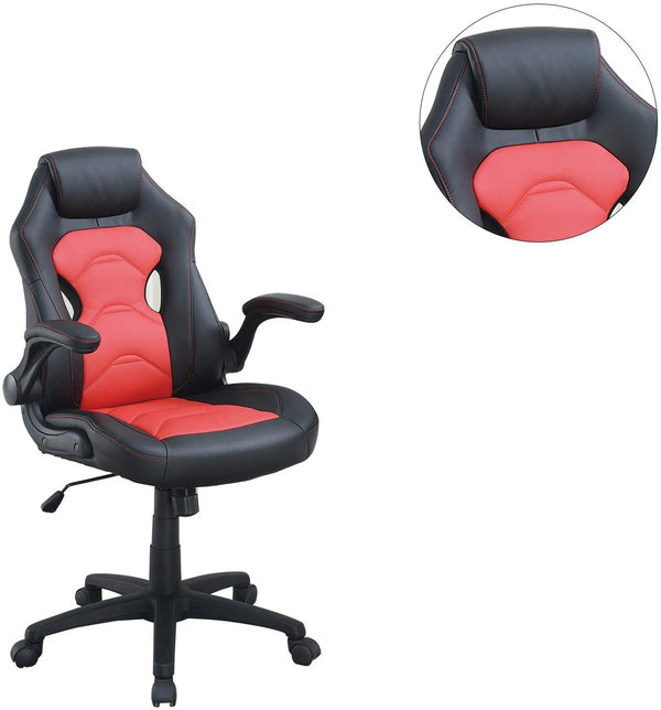 English Elm Office Gaming Chair with Breathable Back, Ergonomic Armrests and Adjustable Height for Comfort Black+Red 13.4 L x 28 W x 24 H HS00F1691-ID-AHD