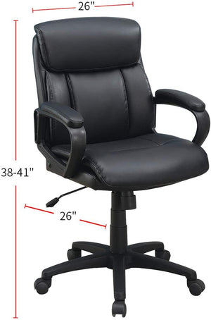 English Elm Classic timeless office chair with extra padded cushion, height adjustable comfort for home workspaces Black 14.8 L x 24.4 W x 23.8 H HS00F1682-ID-AHD