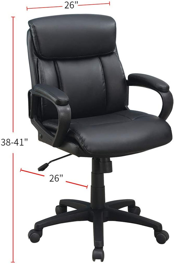 English Elm Classic timeless office chair with extra padded cushion, height adjustable comfort for home workspaces Black 14.8 L x 24.4 W x 23.8 H HS00F1682-ID-AHD