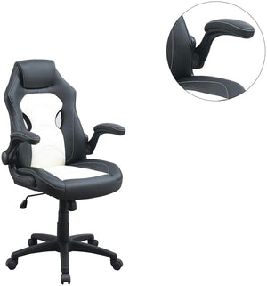 English Elm Office Gaming Chair with Breathable Back, Ergonomic Armrests and Adjustable Height for Comfort Black White 12.6 L x 29.1 W x 23.5 H HS00F1690-ID-AHD