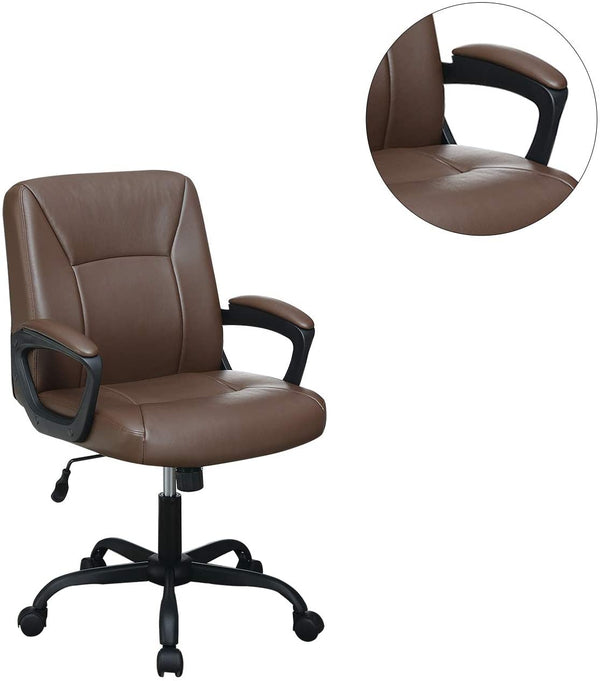 English Elm Relax Cushioned Office Chair with Plush Upholstered Seat and Back, Adjustable Height for Comfort Brown 10 L x 23 W x 21 H HS00F1681-ID-AHD