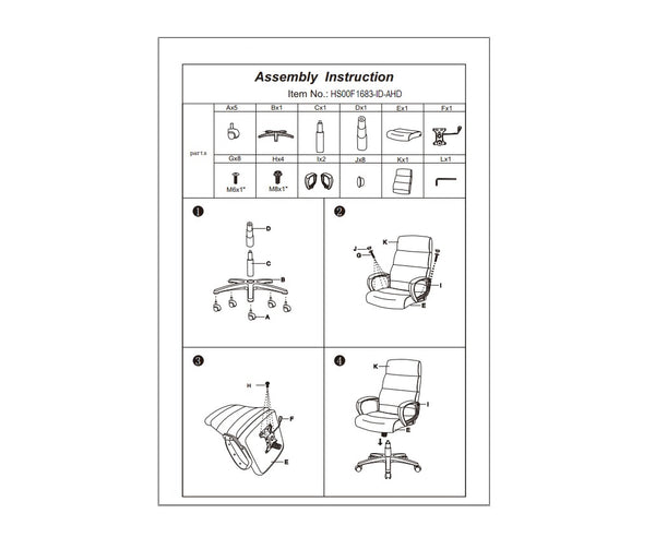 English Elm Black Faux Leather Cushioned Upholstered Office Chair with Adjustable Height, Ergonomic Desk Comfort HS00F1683-ID-AHD