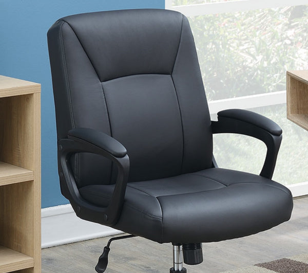English Elm Relax Cushioned Office Chair with Plush Upholstered Seat and Back, Adjustable Height for Comfort Black 10 L x 23 W x 21 H HS00F1680-ID-AHD