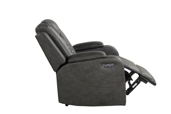 English Elm BENZ Power Recliner Chair Black with LED Lights, Bluetooth Speaker, Faux Leather, One-Touch Headrest Control 659436350137