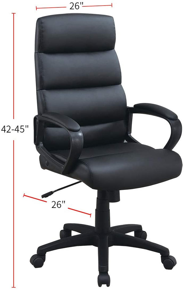 English Elm Black Faux Leather Cushioned Upholstered Office Chair with Adjustable Height, Ergonomic Desk Comfort HS00F1683-ID-AHD