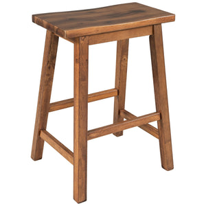 English Elm TOPMAX Farmhouse Rustic 2-Piece Counter Height Wood Stools for Small Spaces, Ergonomic Walnut Finish, 300lb Capacity WF285473AAD