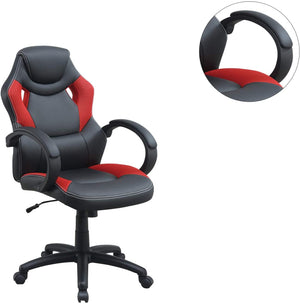 English Elm Office Chair - Ergonomic Cushioned Comfort Gaming & Work Chair In Bold Black & Red Design HS00F1689-ID-AHD