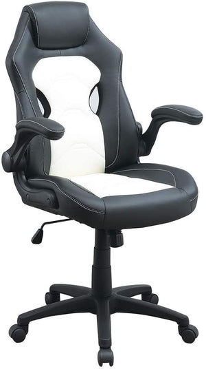 English Elm Office Gaming Chair with Breathable Back, Ergonomic Armrests and Adjustable Height for Comfort Black White 12.6 L x 29.1 W x 23.5 H HS00F1690-ID-AHD
