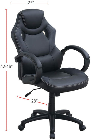 English Elm Office Chair - Ergonomic Cushioned Comfort Design For Gaming And Work, Adjustable Height, Black Fabric HS00F1688-ID-AHD