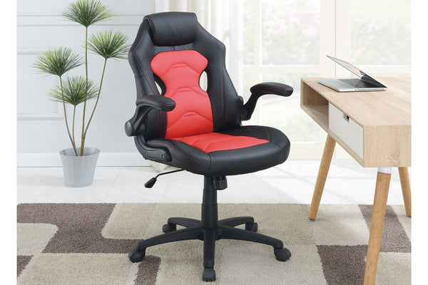English Elm Office Gaming Chair with Breathable Back, Ergonomic Armrests and Adjustable Height for Comfort Black+Red 13.4 L x 28 W x 24 H HS00F1691-ID-AHD