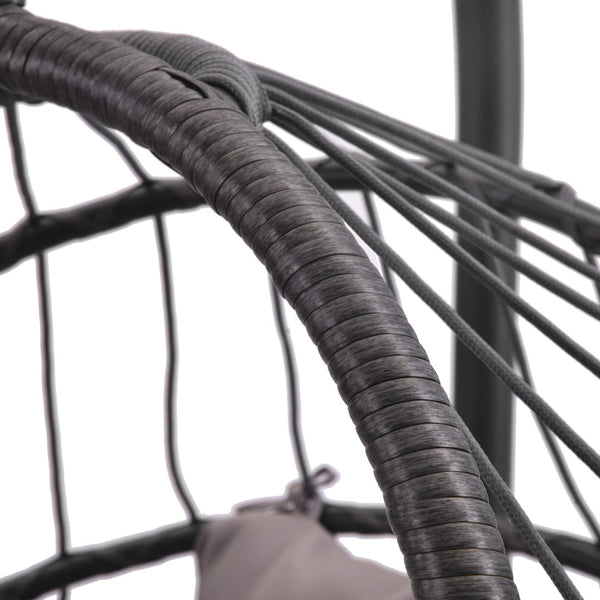 English Elm Outdoor Wicker Hanging Egg Chair With Plush Grey Cushion – Uv Resistant & Modern Aluminum Frame W34965361-GIGA