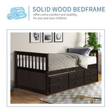 Hearth and Haven Claire Captain Twin Daybed with Trundle and Storage Drawers, Espresso SH000176AAP
