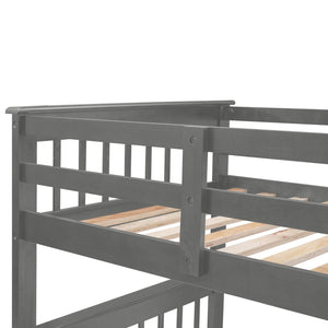 English Elm Stairway Twin Over Full Bunk Bed with Stair Storage Espresso Frame for Kids LT000219AAE-1