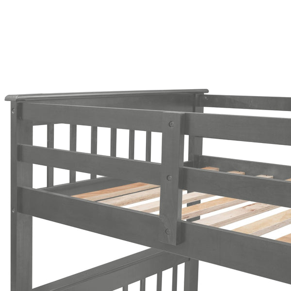English Elm Stairway Twin Over Full Bunk Bed with Stair Storage Espresso Frame for Kids LT000219AAE-1