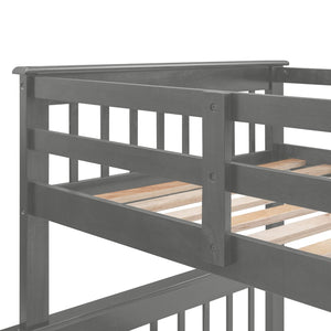 English Elm Stairway Twin Over Full Bunk Bed with Stair Storage Espresso Frame for Kids LT000219AAE