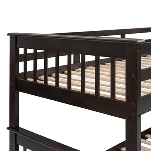 English Elm Stairway Twin Over Full Bunk Bed with Stair Storage Espresso Frame for Kids LT000219AAP-1