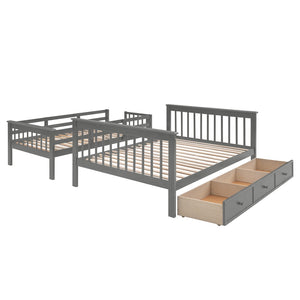 English Elm Stairway Twin Over Full Bunk Bed with Stair Storage Espresso Frame for Kids LT000219AAE-1