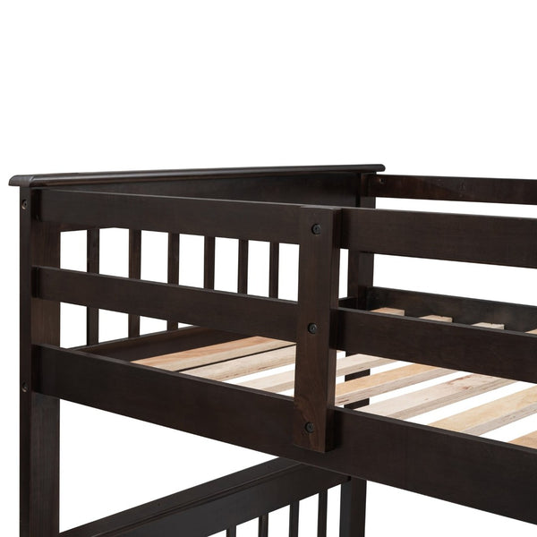 English Elm Stairway Twin Over Full Bunk Bed with Stair Storage Espresso Frame for Kids LT000219AAP