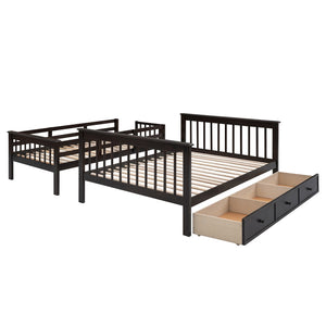 English Elm Stairway Twin Over Full Bunk Bed with Stair Storage Espresso Frame for Kids LT000219AAP