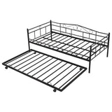 Hearth and Haven Twin Size Daybed with Metal Slats Support and Rolling Trundle, Black W42736846