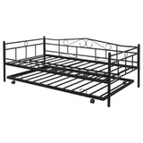 Hearth and Haven Twin Size Daybed with Metal Slats Support and Rolling Trundle, Black W42736846