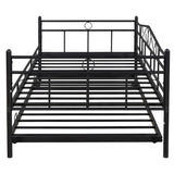 Hearth and Haven Twin Size Daybed with Metal Slats Support and Rolling Trundle, Black W42736846