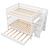 Hearth and Haven Xquisite Full over Full Bunk Bed with Trundle, Guardrail and Storage Staircase, White GX000402AAK-1