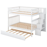 Hearth and Haven Xquisite Full over Full Bunk Bed with Trundle, Guardrail and Storage Staircase, White GX000402AAK-1