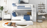 Hearth and Haven Xquisite Full over Full Bunk Bed with Trundle, Guardrail and Storage Staircase, White GX000402AAK-1