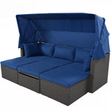 Hearth and Haven Fremont Outdoor Patio Sectional Seating Set with Washable Cushions, Blue