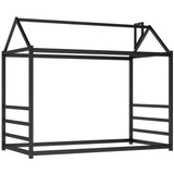Hearth and Haven Zenithia Twin Size House-Shaped Bed with Chimney Design, Black MF286613AAB