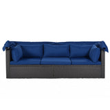 Hearth and Haven Fremont Outdoor Patio Sectional Seating Set with Washable Cushions, Blue