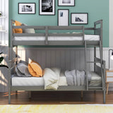 Hearth and Haven Moda Twin over Full Bunk Bed with Ladder and Safety Guardrail, Grey