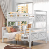 Hearth and Haven Moda Twin over Full Bunk Bed with Ladder and Safety Guardrail, White