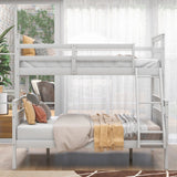 Hearth and Haven Moda Twin over Full Bunk Bed with Ladder and Safety Guardrail, White