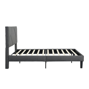 English Elm Full Size Upholstered Platform Bed Frame with Headboard, Gray Fabric, Strong Slats, No Box Spring Needed, Easy Assembly W21438522