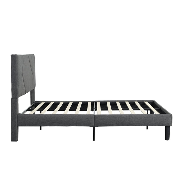 English Elm Full Size Upholstered Platform Bed Frame with Headboard, Gray Fabric, Strong Slats, No Box Spring Needed, Easy Assembly W21438522
