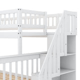 Hearth and Haven Spacey Twin over Full Bunk Bed with Trundle and Staircase, White GX000403AAK-1