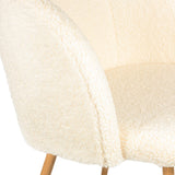 English Elm Adjust Legs Upholstered Teddy Faux Fur Dining Armrest Chair Set Of 2 (Off White)