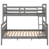 Hearth and Haven Moda Twin over Full Bunk Bed with Ladder and Safety Guardrail, Grey