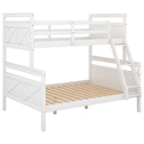 Hearth and Haven Moda Twin over Full Bunk Bed with Ladder and Safety Guardrail, White