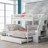 Hearth and Haven Spacey Twin over Full Bunk Bed with Trundle and Staircase, White GX000403AAK-1