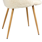 English Elm Adjust Legs Upholstered Teddy Faux Fur Dining Armrest Chair Set Of 2 (Off White)