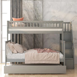 Hearth and Haven Spacey Twin over Full Bunk Bed with Trundle and Staircase, Grey GX000403AAE-1