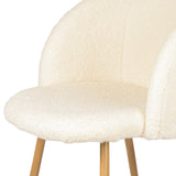 English Elm Adjust Legs Upholstered Teddy Faux Fur Dining Armrest Chair Set Of 2 (Off White)