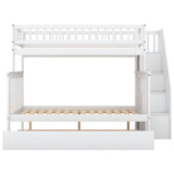 Hearth and Haven Spacey Twin over Full Bunk Bed with Trundle and Staircase, White GX000403AAK-1